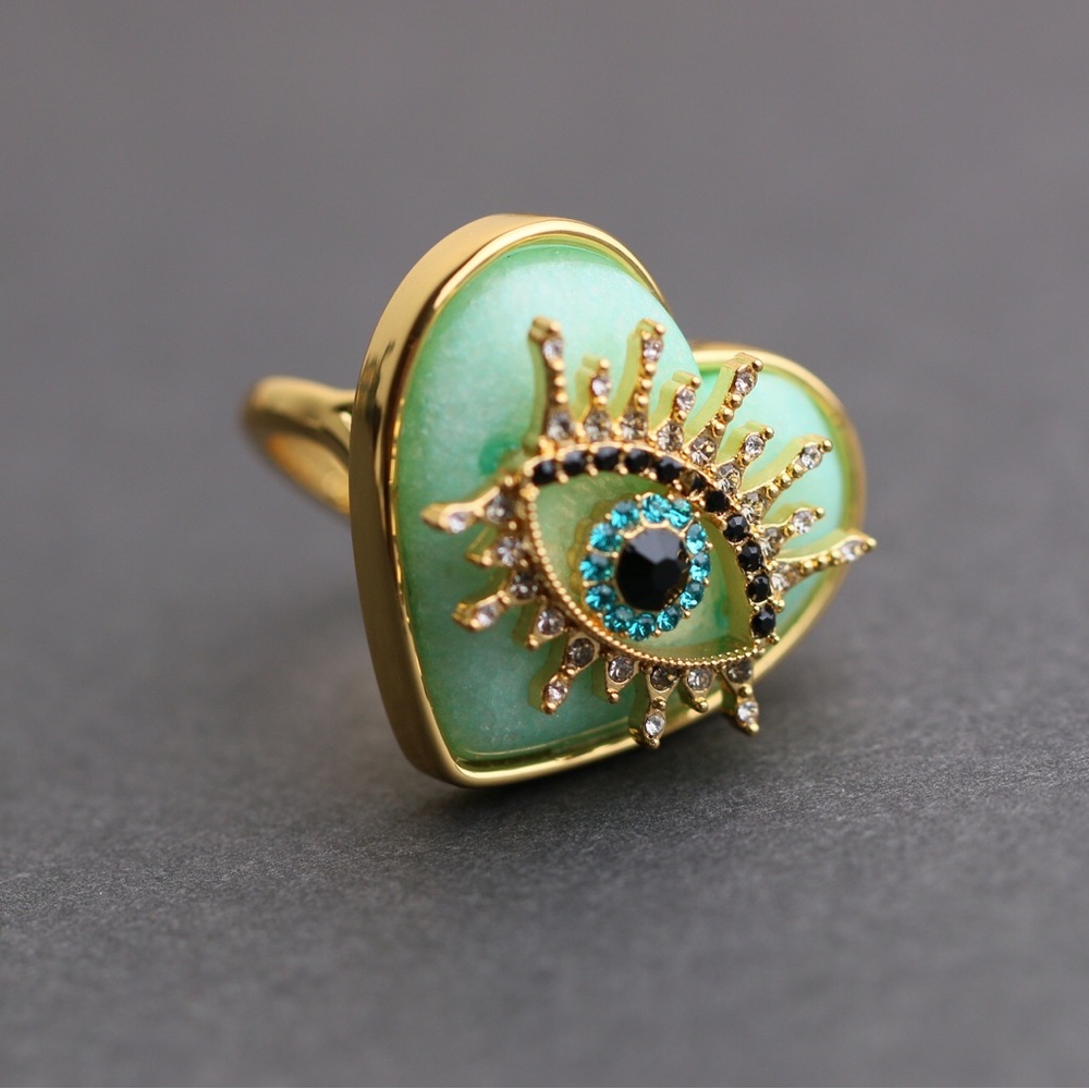 Kurt Geiger Evil Eye Heart Cocktail Ring - Picture 7 of 9